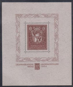 Liechtenstein 115 VF - XF NH Vaduz Souvenir Sheet - Key Item of Country cv $2...