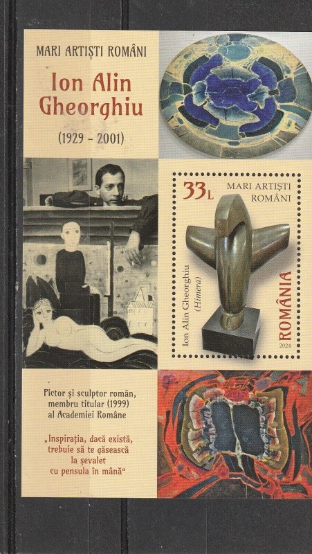Romania STAMPS 2024 MODERN ART ION GHEORGHIU POST MNH MS STATUE CERAMICS
