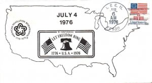 USA BICENTENNIAL TOUR SCARCE PRIVATE CACHET CANCEL AT LEE, IL JULY 6 1976