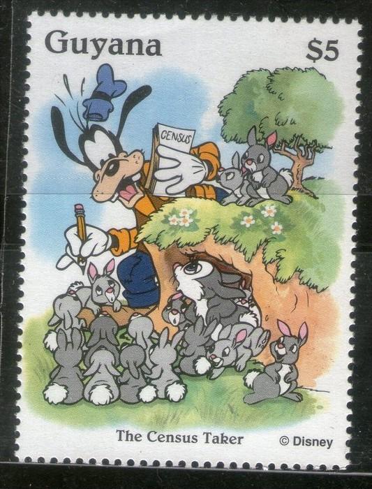 Guyana 1995 Public Service Workers Goofy Census taker Sc 2922f Walt Disney An...