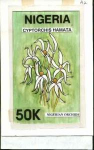 Nigeria 1993 Orchids - original hand-painted artwork for ...