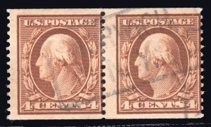 MOMEN: US STAMPS #354 COIL PAIR 3mm SPACING USED LOT #80091