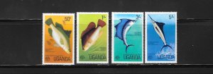 FISH - Uganda #159-162  MNH