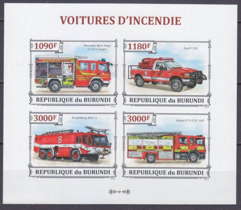 2013 Burundi 3298-3301KLb History of fire trucks 15,00 €