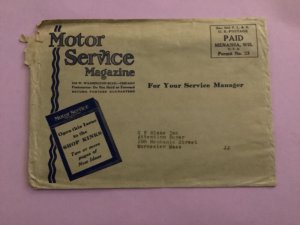 U.S. Motor Service Magazine Chicago Pre Paid Stamp Cover R50815