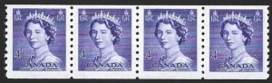 1953 Canada QEII Karsh #333 COIL Strip of 4 VF-NH CV $18.00-