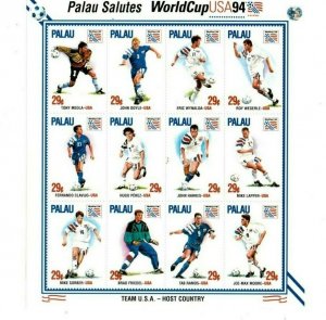 Palau - 1994 - World Cup - Team USA - Tony Meola - Sheet of 12 stamps - MNH