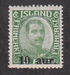 Iceland # 139, King Christian X, Surcharged. Mint NH, 1/2 Cat.