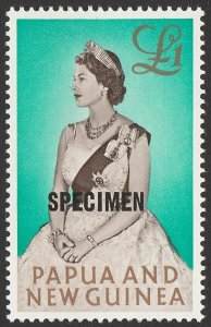 PAPUA NEW GUINEA 1963 QEII £1 SPECIMEN. MNH **