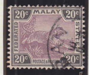 FEDERATED MALAY STATES, 1900 Crown CA, 20c. Mauve & Black, used.