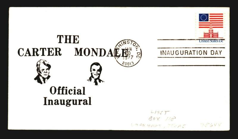 1977 Carter Mondale Inauguration Cover - Washington DC CDS - Z14277