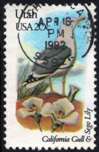 SC#1996A 20¢ State Birds & Flowers: Utah; Perf 11¼ x 11 (1982) Used