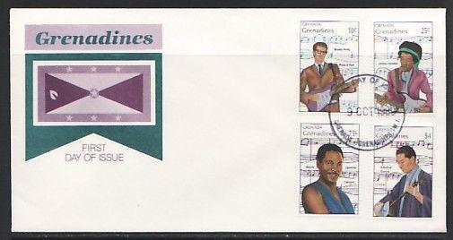 Grenada, Gr., Scott cat. 1115-1118. 20th Century Musicians. First day cover.