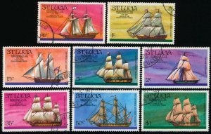 ST LUCIA Sc 379-86 USED -1976 - Revolutionary Era Ships COMPLETE SET