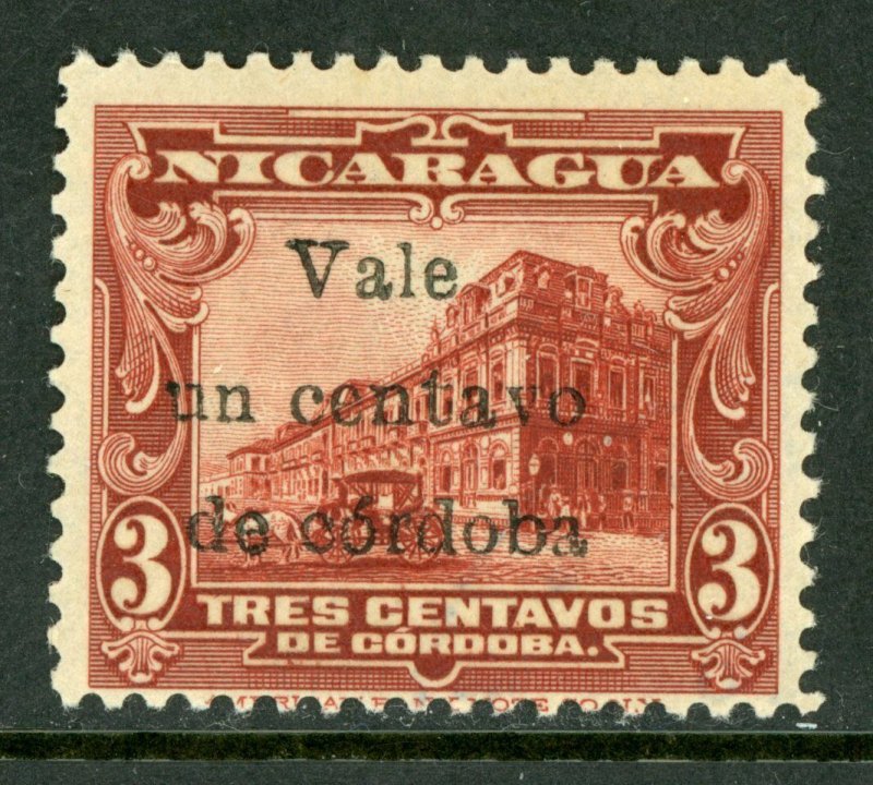 Nicaragua 1918 Cathedral Provisional 1/3¢ Scott 372 Mint M476