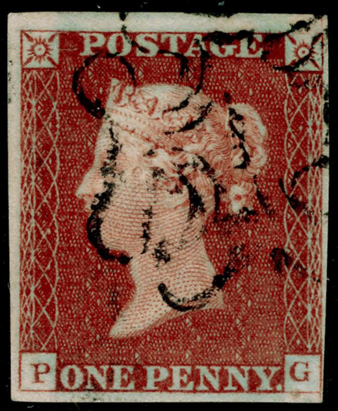 SG10, 1d dp red-brown PLATE 27, FINE USED. Cat £180. blk MX  NUMBER 1. PG