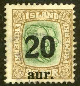 Iceland Sc# 133 MH 1921-1925 20a Overprints