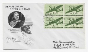 US C26 (Me-5) 8c Transport Plane blk 4 on FDC Artcraft Cachet ECV $12.50