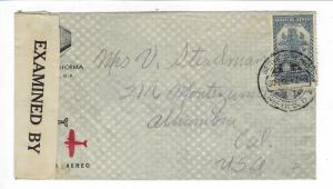 1942 Mexico - USA Airmail Cover - WW2 Censored (U60)