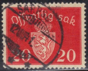 NORWAY SC# O26 *USED*  20o 1938 SEE SCAN