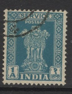 INDIA SGO154 1950 1a TURQUOISE USED