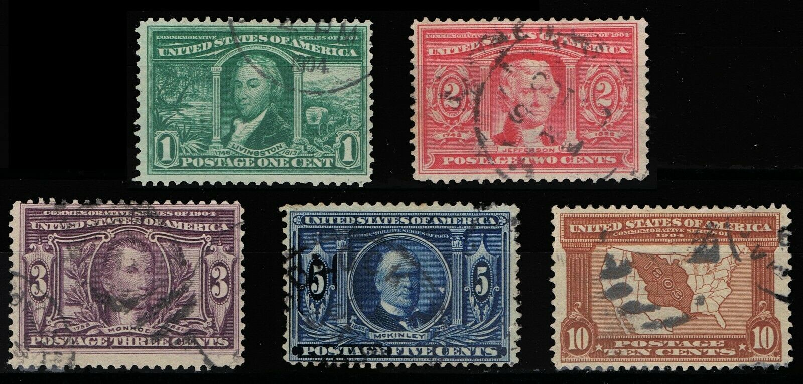 US Stamp Scott #323-327 Louisiana Purchase 323,324,325 MNH..326,327 MH Nice!