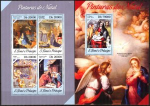 Sao Tome and Principe 2013 Art Paintings Christmas sheet + S/S MNH