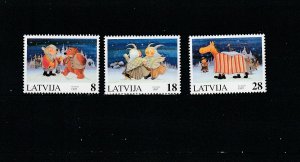 Latvia  Scott#  458-460  MNH  (1997 Christmas)