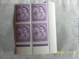 GB - GUERNSEY  1958-1967 Block of 4 - 3d REGIONAL DEFINITIVE - SG7 - . MNH