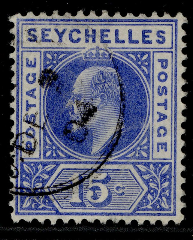 SEYCHELLES EDVII SG50, 15c ultramarine, FINE USED. CDS 