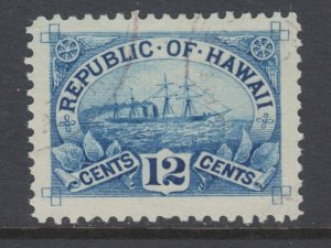 Hawaii Sc 78 used. 1894 12c blue S.S. Arawa, fresh, VF+. Ship 