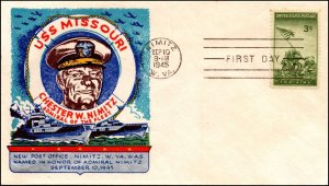 Scott 929 3 Cents Iwo Jima Staehle/Fluegel FDC Unaddr Nimitz Cachet Planty 929-?