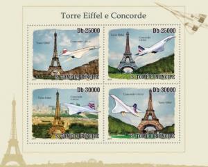 SAO TOME E PRINCIPE 2010 SHEET TOWER EIFFEL CONCORDE PLANES AVIATION st10103a