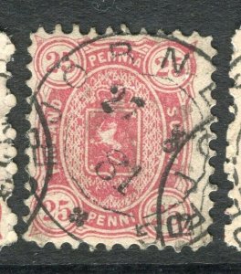 FINLAND; 1875-81 classic Helsingfors print issue used Shade of 25p. Postmark