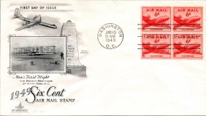 FDC 1949 SC #C39 Artcraft Cachet - Washington DC - Block Of 4 - J643