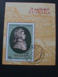 ​FUJEIRA-AIRMAIL -1971- MOZART-FAMOUS MUSICIAN-CTO S/S-VF-FANCY POSTAL CANCEL