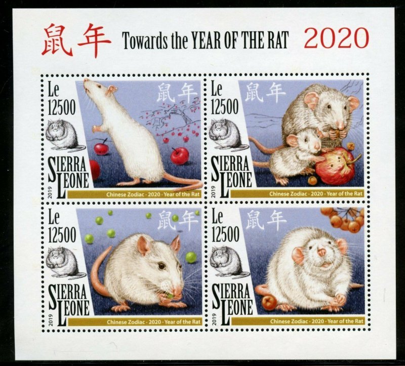 SIERRA LEONE 2019 TOWARD THE YEAR OF THE RAT  SHEET MINT NH