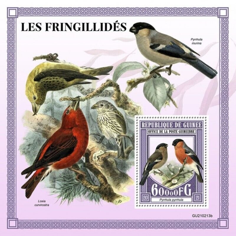 Guinea - 2021 Eurasian Bullfinch Crossbills - Stamp Souvenir Sheet - GU210213b