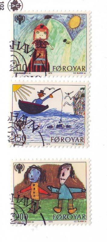 Faroe Islands Sc 45-7 1979 Year of Child stamp set used