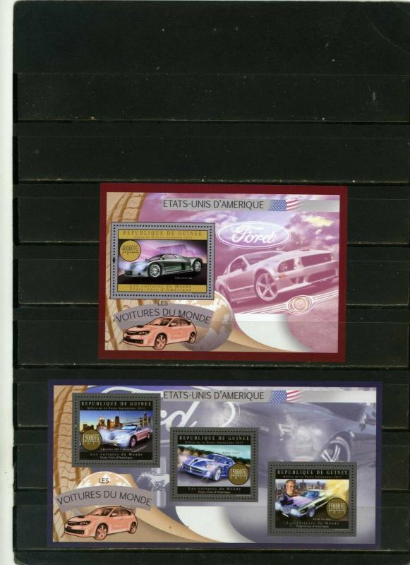 GUINEA 2012 AMERICAN CARS SHEET OF 3 STAMPS & S/S MNH 