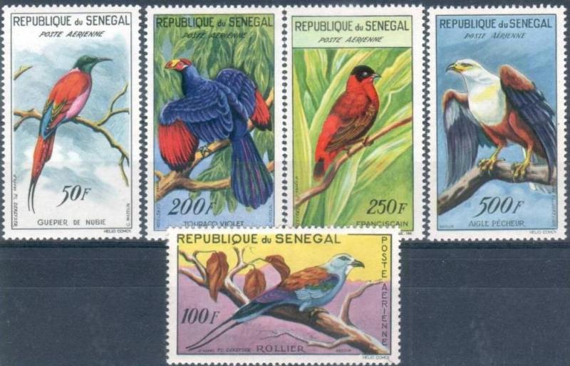 1960-3 Senegal Scott C26-C30 Birds MNH