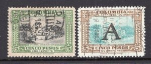 Colombia 1941-1950 Airmail 2 Good 5 Peso Stamps VF Used