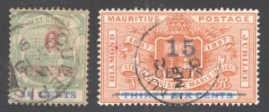 MAURITIUS #113-114, Used,  VF, CV $3.35  .....   3830080