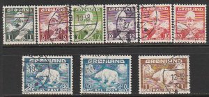 1938 Greenland - Sc 1-9 - used VF - 1 single -Christian X/Polar Bear