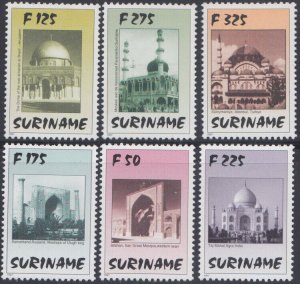 SURINAM Sc # 1098-1103 CPL MNH SET of 6 WORLD MOSQUES incl DOME of the ROCK