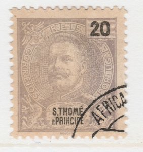 Sao Tome and Principe 1898-1901 20r Gray Violet Used Stamp A21P3F4222-