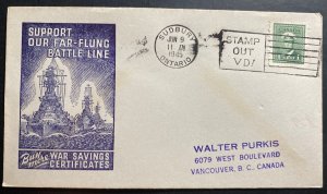 1945 Sundbury Canada Patriotic cover to Vancouver Buy More Victory Bonds