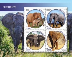 Sierra Leone - 2019 Elephants - 4 Stamp Sheet - SRL190213a