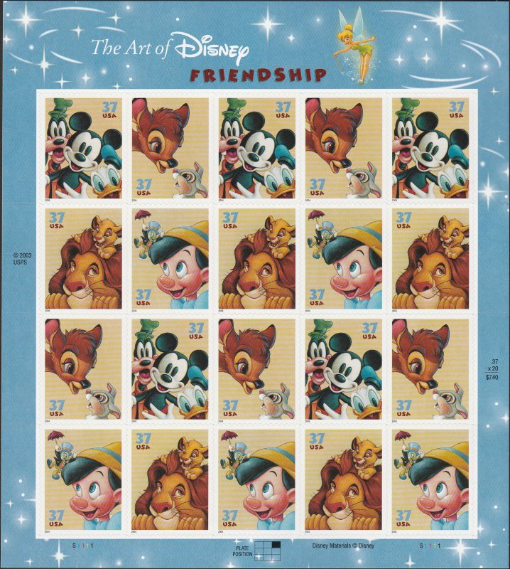 # 3865-3868 MINT NEVER HINGED ( MNH ) DISNEY FRIENDSHIP