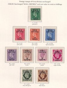GB ERITREA # 1-10,14-30 VF-MLH/MH KGV1 BRITISH FORCES ABROAD CAT VALUE $342